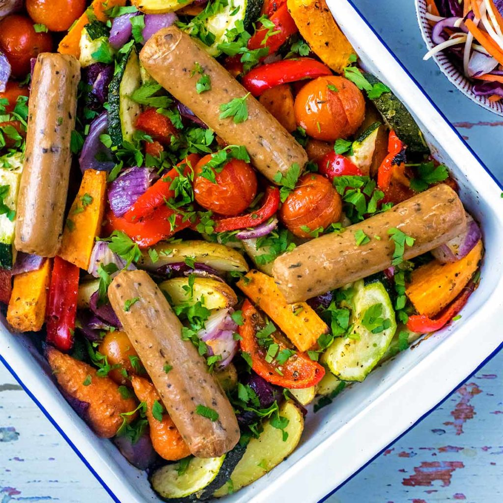 Honey and Mustard Sausage Tray Bake - Hungry Healthy Happy