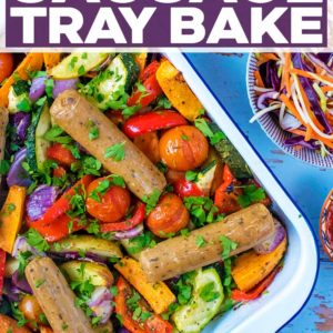 Sausage Tray Bake with a text title overlay.