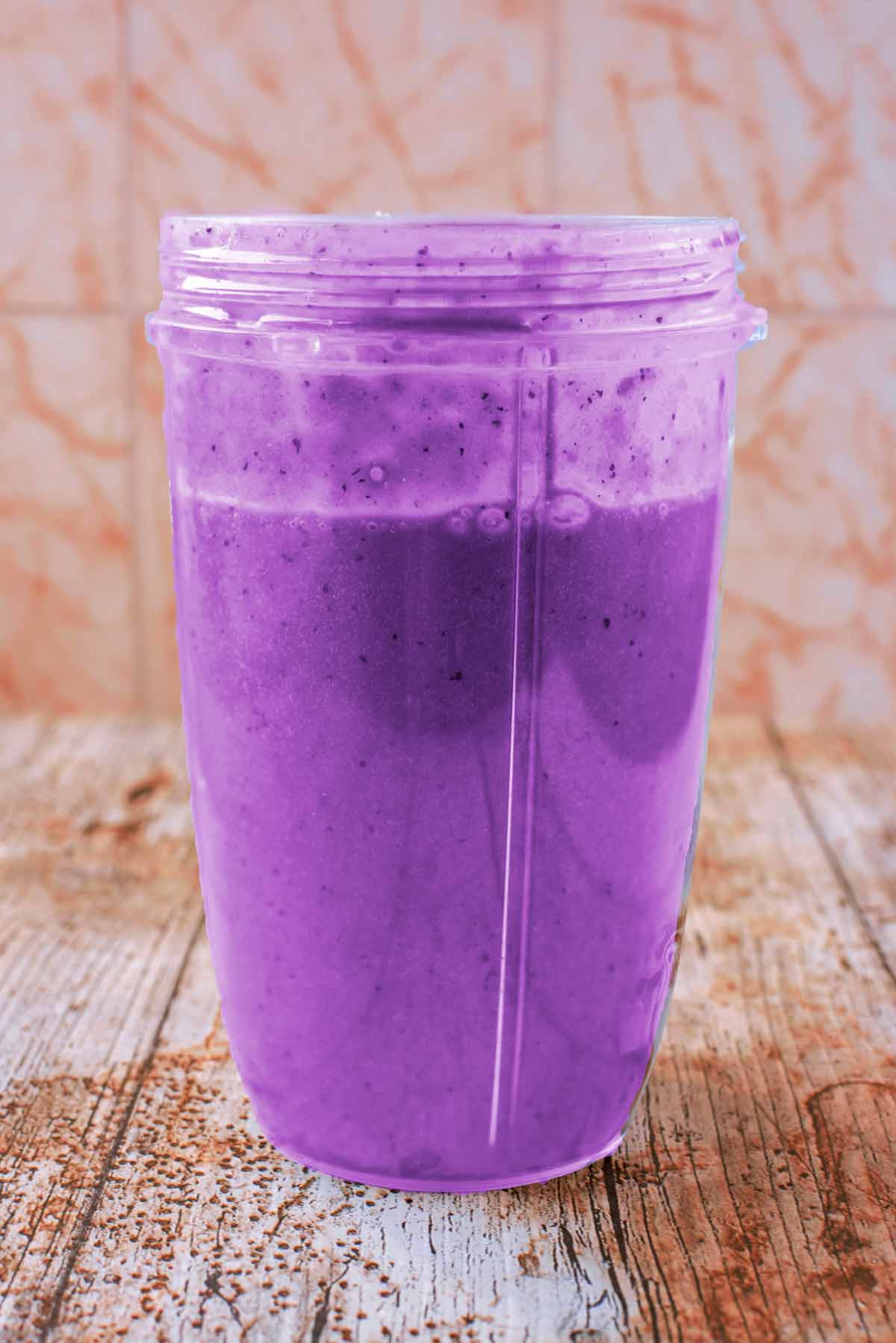 A blended purple smoothie.