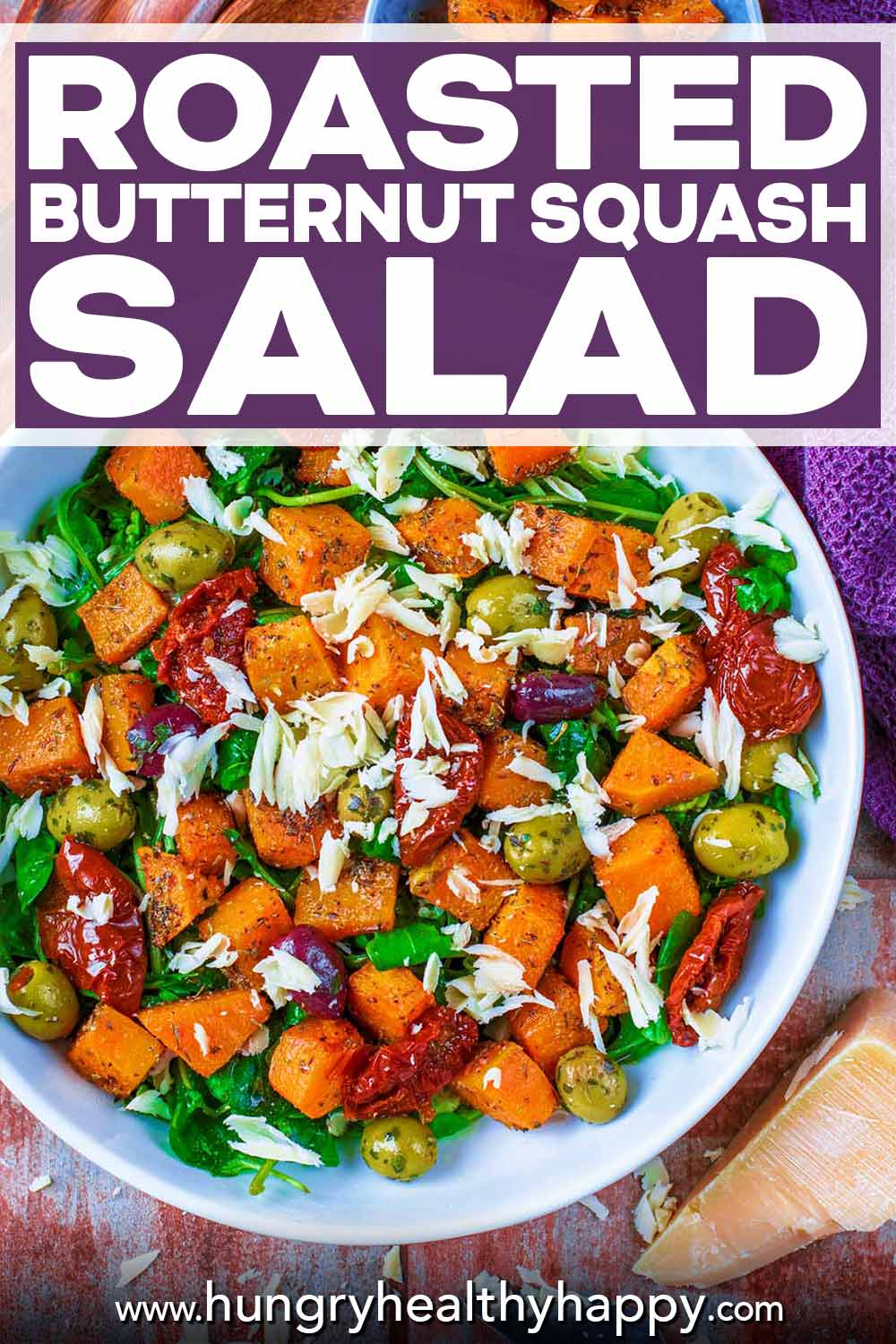 Mediterranean Roasted Butternut Squash Salad - Hungry Healthy Happy