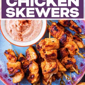 Paprika Chicken Skewers with a text title overlay.