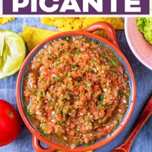Salsa picante with a text title overlay.