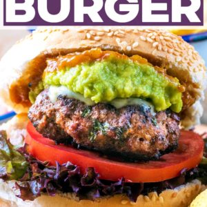 Mexican burger with a text title overlay.