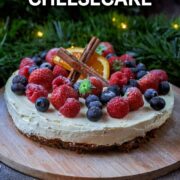 Christmas Cheesecake with a text overlay title.