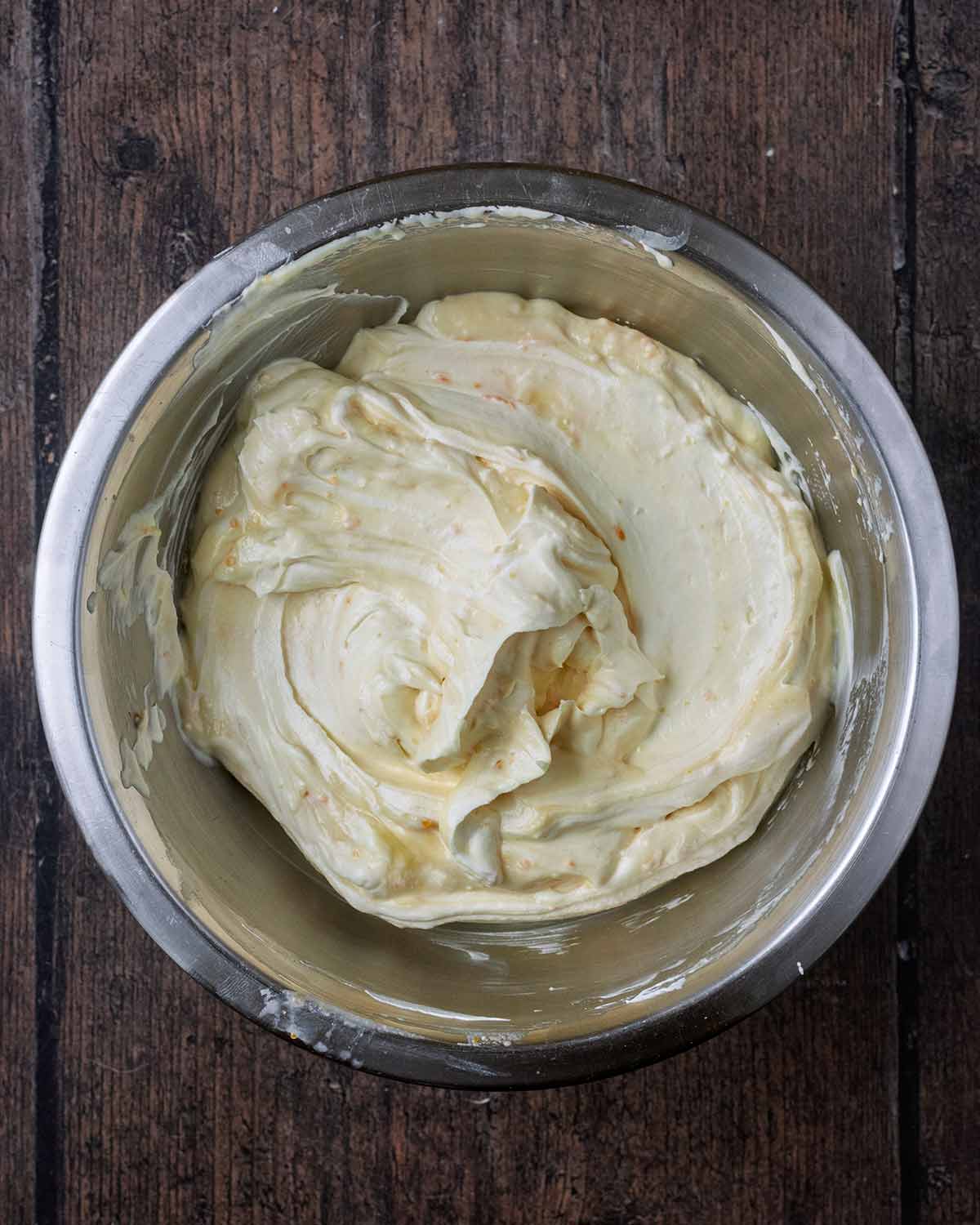 The cream cheese, melted chocolate and cream all folded together.