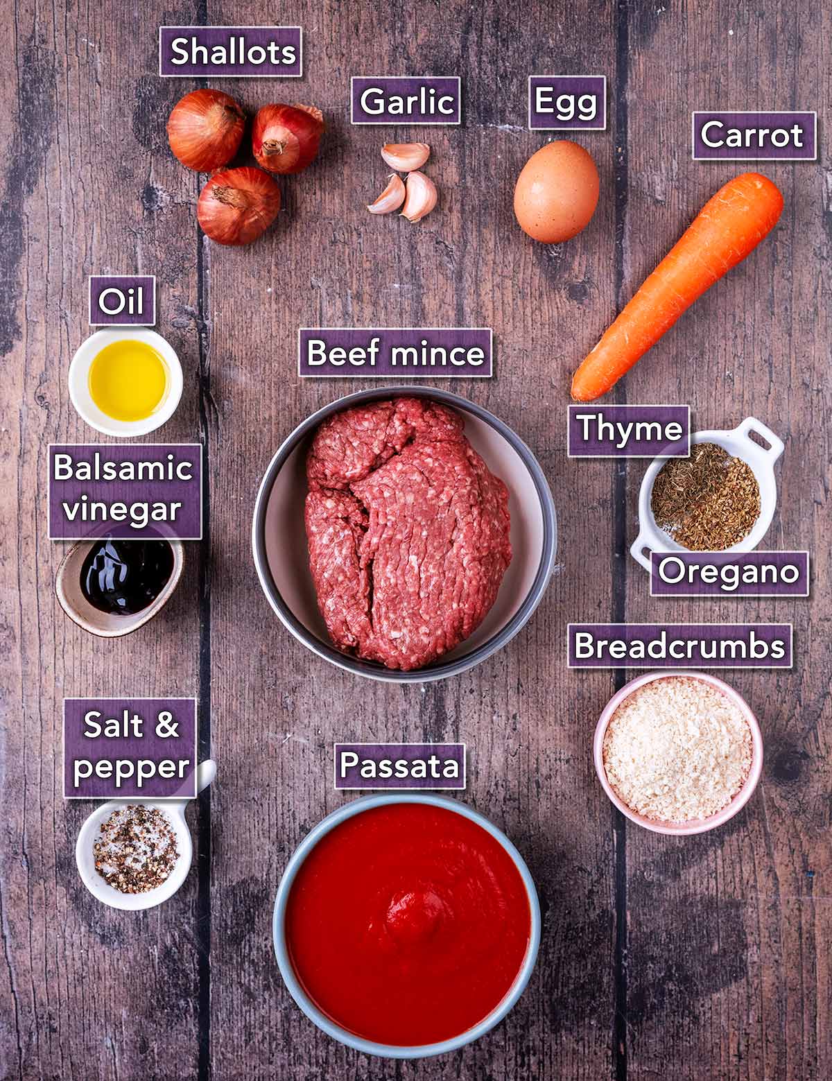 All the ingredients needed to make this recipe each with a text overlay label.