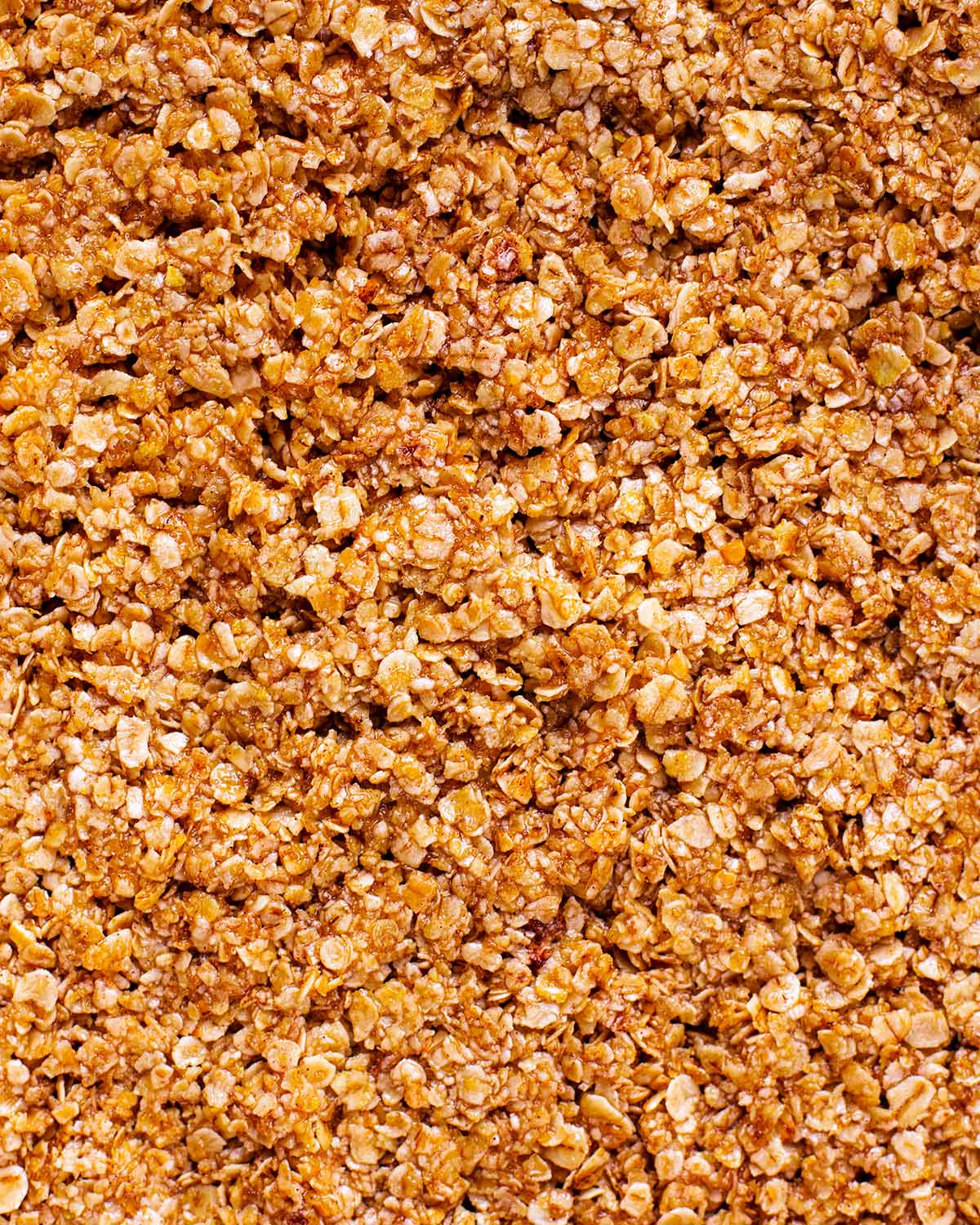 A tray of cooked flapjack before being cut into bars.