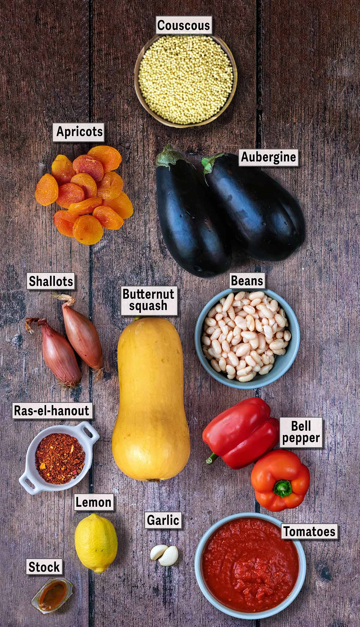 All the ingredients needed to make this recipe with text overlay labels.