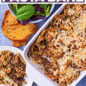 Bolognese Pasta Bake with a text title overlay.