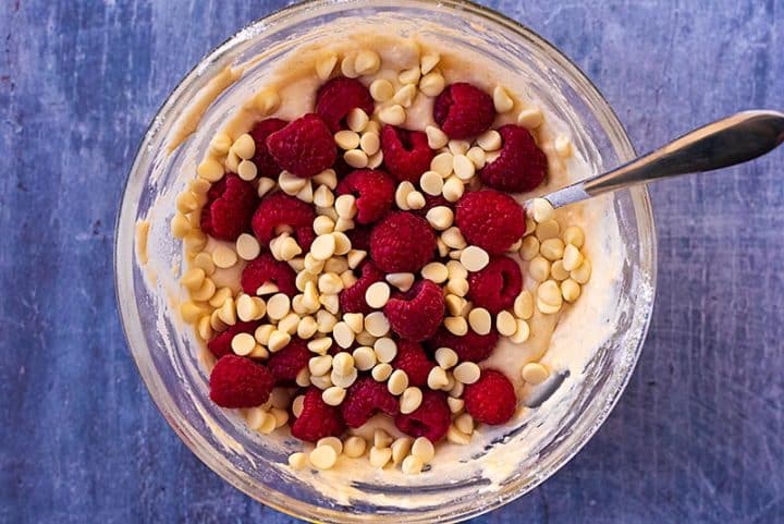 White Chocolate and Raspberry Muffins - Hungry Healthy Happy