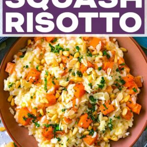 Butternut Squash Risotto with a text title overlay.