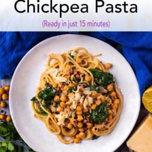 Easy Chickpea Pasta with a text title overlay.