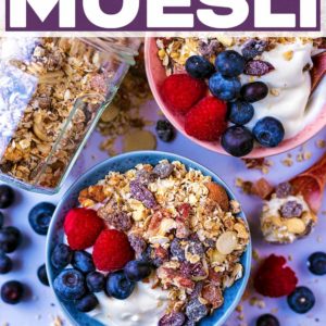 Homemade muesli with a text title overlay.