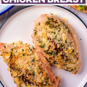 Stuffed Chicken Breast with a text title overlay.