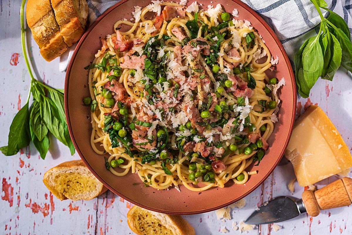 Easy Bacon Pasta - Hungry Healthy Happy