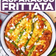 Feta and asparagus frittata with a text title overlay.