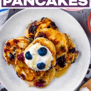 Easy Mini Pancakes with a text title overlay.