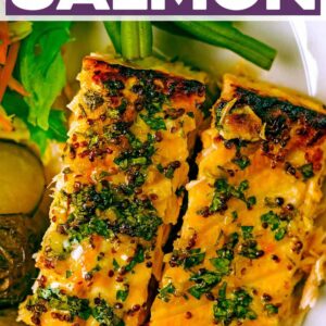 Honey Mustard Salmon with a text title overlay.