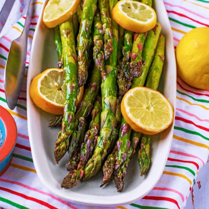 Roasted Lemon Asparagus - Hungry Healthy Happy