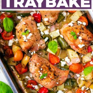 Easy Chicken Tray Bake with a text title overlay.