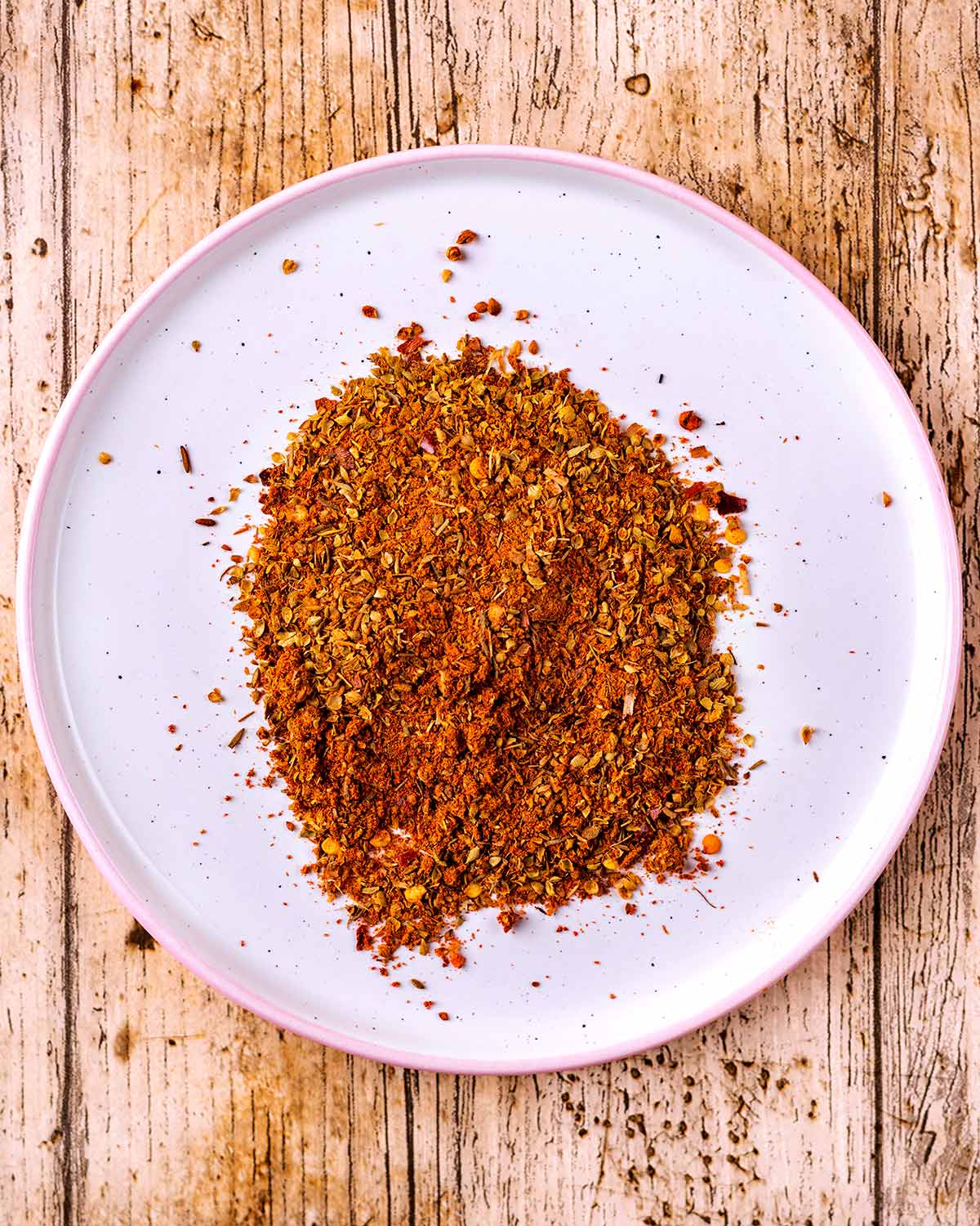 A plate of mixed spices.