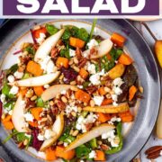 Easy pear salad with a text title overlay.