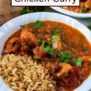 Slow cooker chicken curry with a text title overlay.