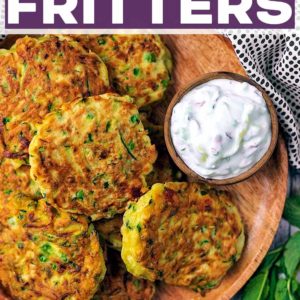 Courgette Fritters with a text title overlay.