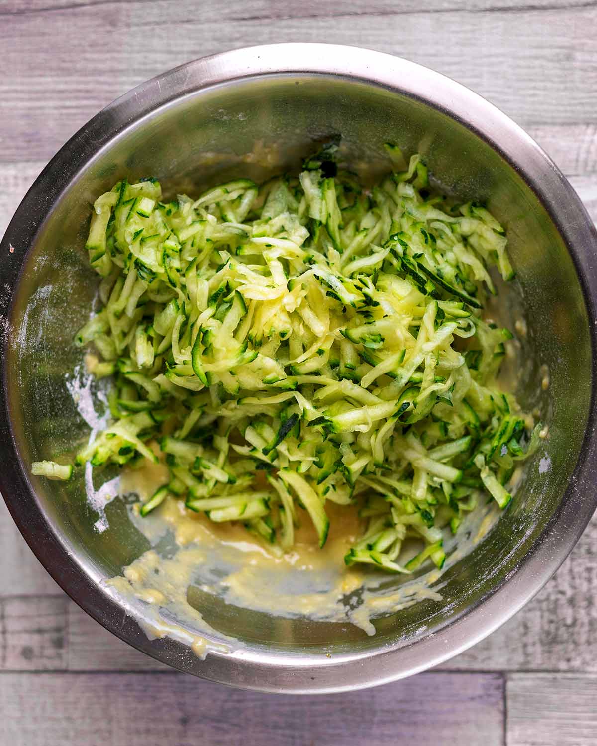 Grated courgette added to the batter.