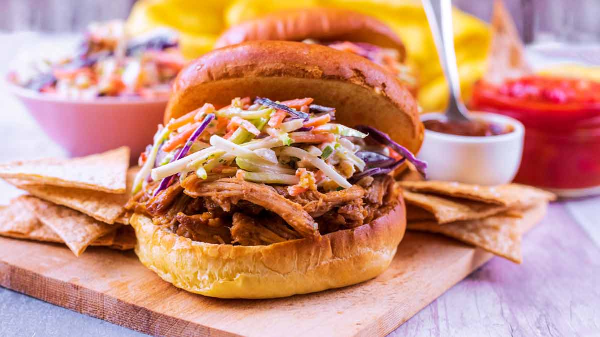 Slow cooker pulled pork.