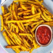 A plate of fries covered in French Fry Seasoning.