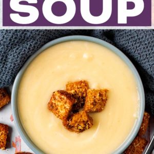 Parsnip soup with a text title overlay.
