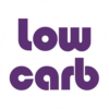 The words low carb in a white circle.