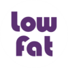 the words low fat in a white circle.