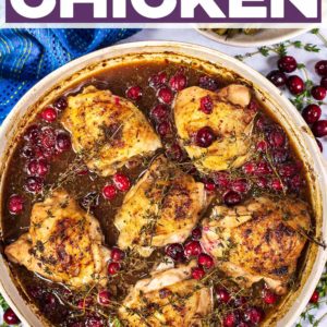 Cranberry Chicken with a text title overlay.