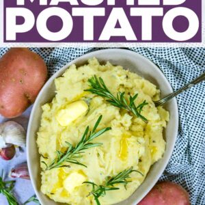 Slow Cooker Mashed Potatoes with a text title overlay.