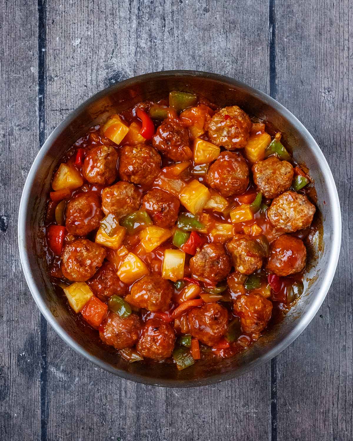 Everything mixed together and cooked in the pan.