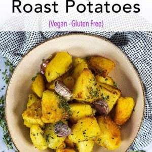 Easy roast potatoes with a text title overlay.