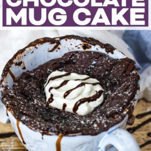 Healthy Chocolate Mug Cake with a text title overlay.