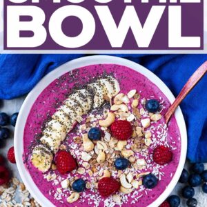 smoothie bowl with a text title overlay.