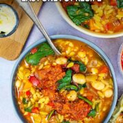 Orzo soup with a text title overlay.