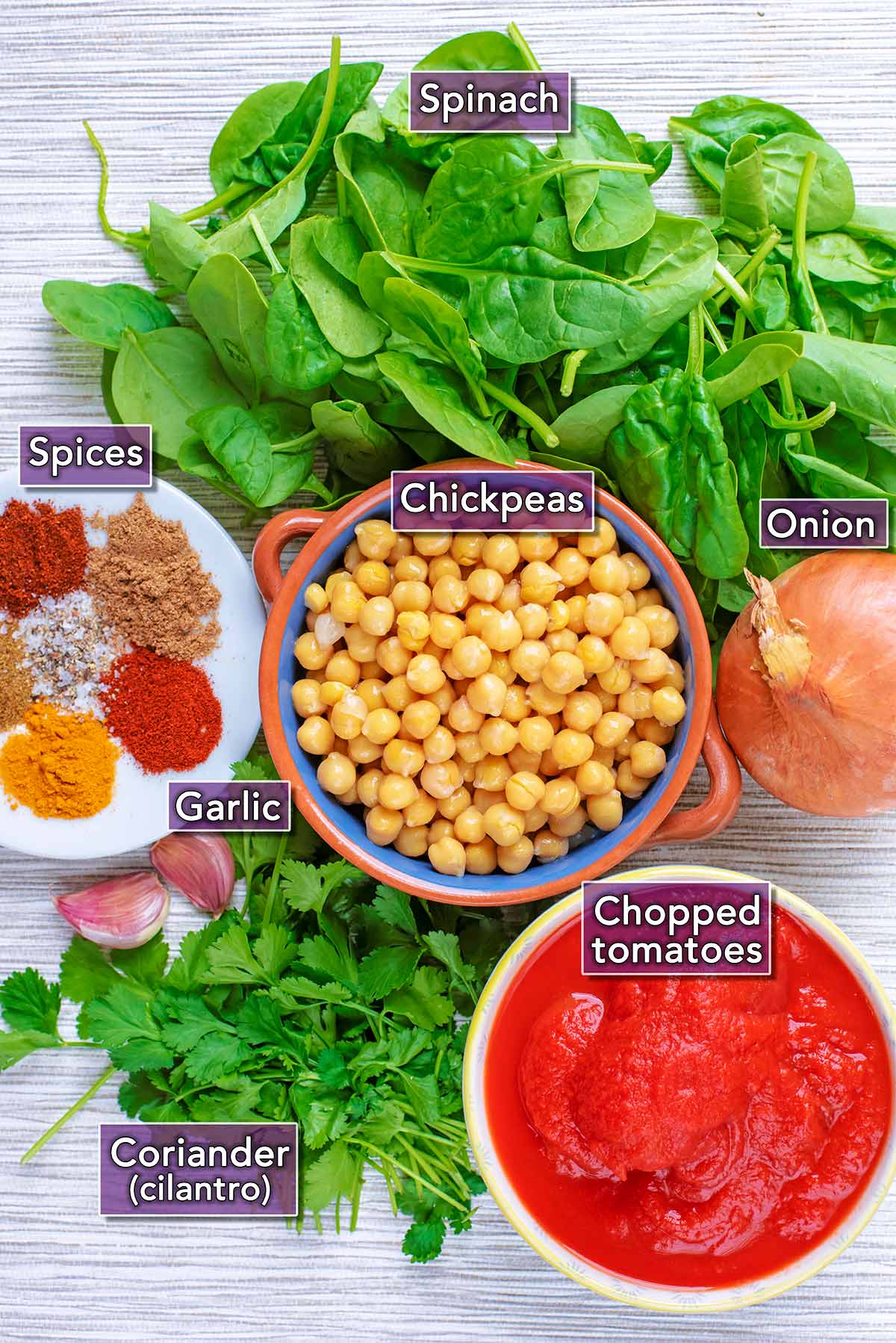 All the ingredients needed to make this recipe each with a text overlay.