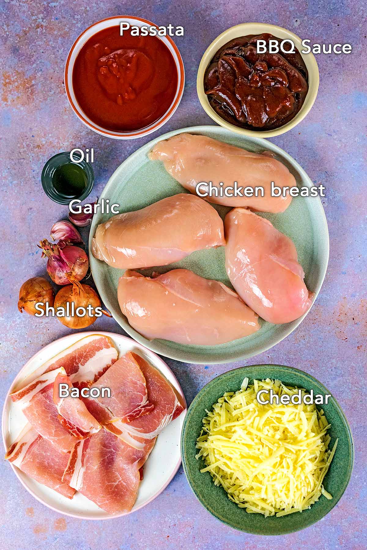 All the ingredients needed to make this recipe with text overlay labels.