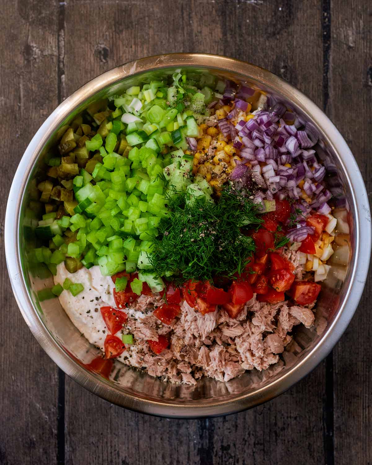 All the remaining ingredients in a large mixing bowl.