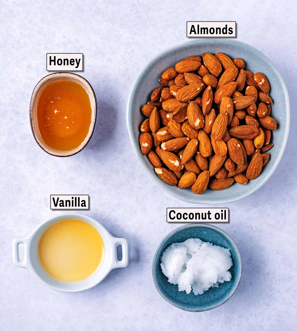 All the ingredients needed for this recipe with text overlay labels.