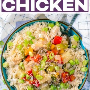 Slow Cooker Sweet and Sour Chicken with a text title overlay.