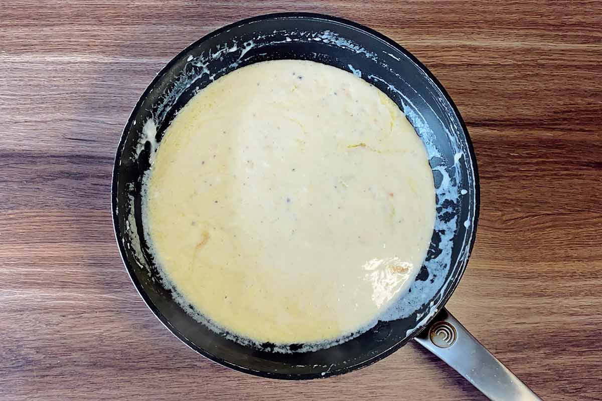 The cheese melted into a sauce.