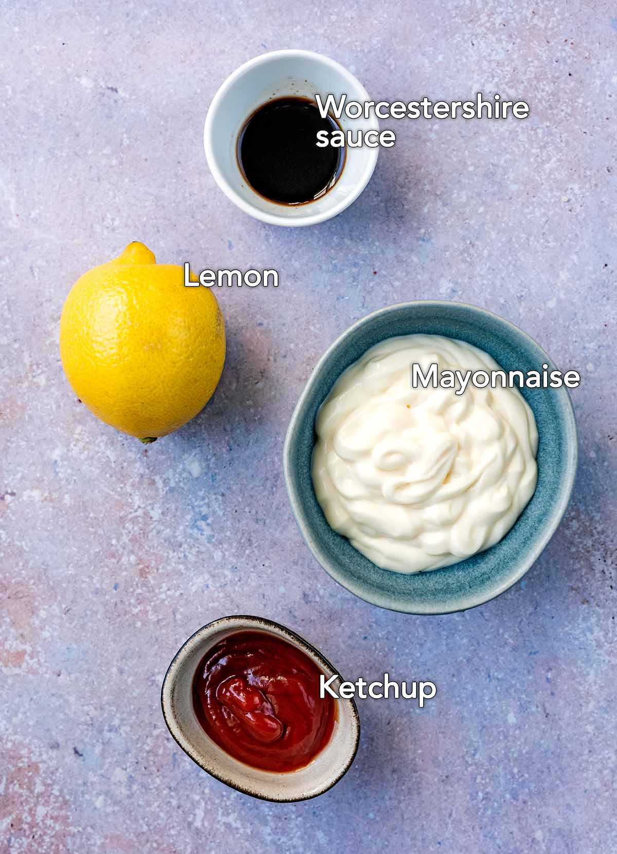 All the ingredients needed for this recipe with text overlay labels.