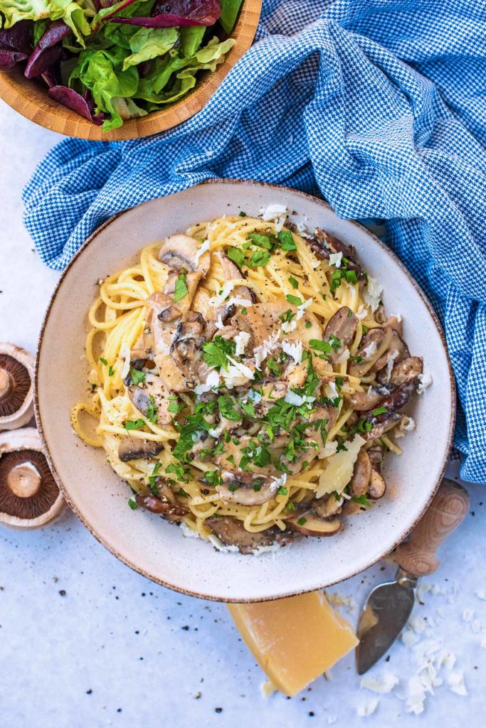 Mushroom Carbonara - Hungry Healthy Happy