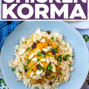 Slow Cooker Chicken Korma with a text title overlay.